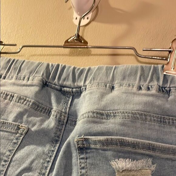 Blue Skinny Distressed Jeans with Elastic Cuffs - Picture 10 of 13